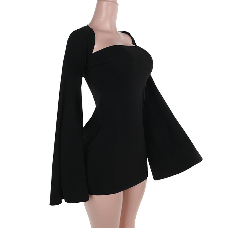 Strapless Bodycon Mini Dress Flared Sleeve Bolero Shrug Set