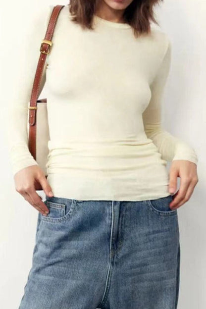 Cashmere Solid Slim Fit Knit Top