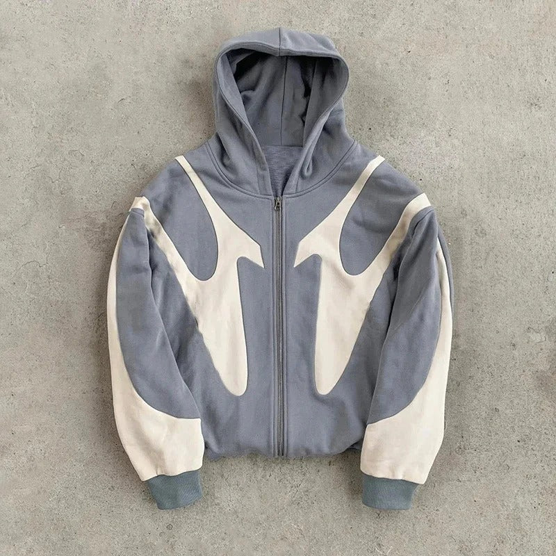 Devil Print Zip Up Hoodie