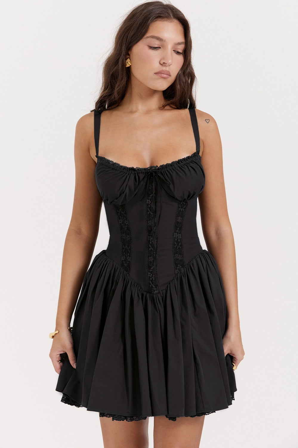 Allure Lace Trim Solid Slip Dress