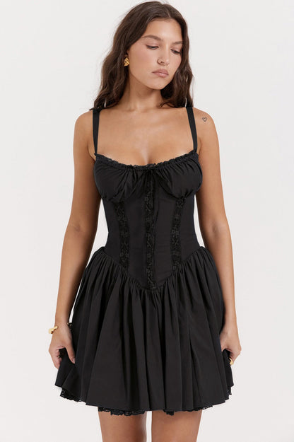 Allure Lace Trim Solid Slip Dress