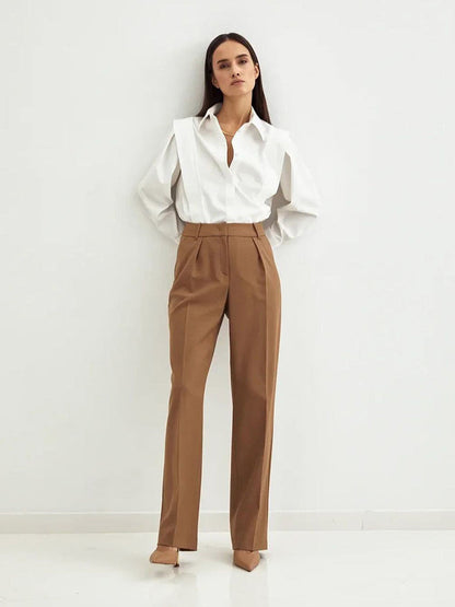 Structured Square Shoulder Panelled Blouse