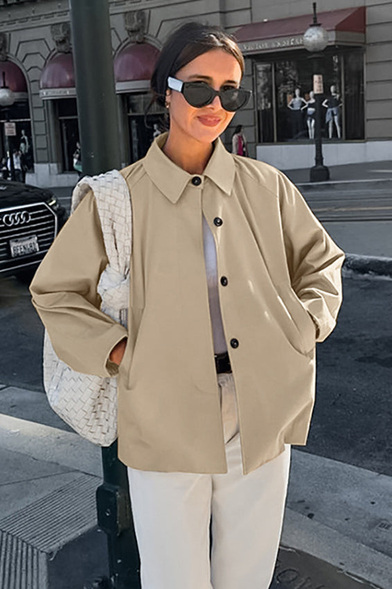 French Khaki Utility Trench Coat