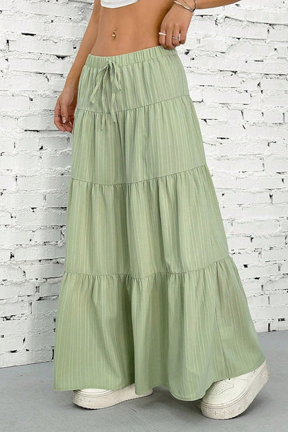 Tiered Drawstring Maxi Skirt