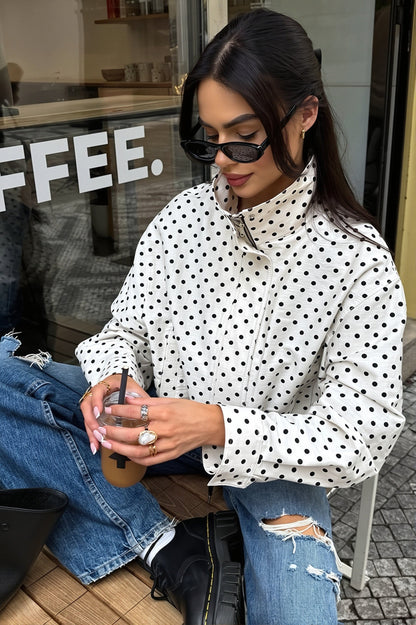Polka Dot Jacket Shorts Two Piece Set