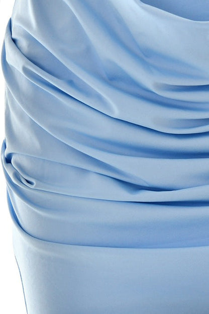 Strapless Ruched Mesh Panel Bodycon Mini Dress