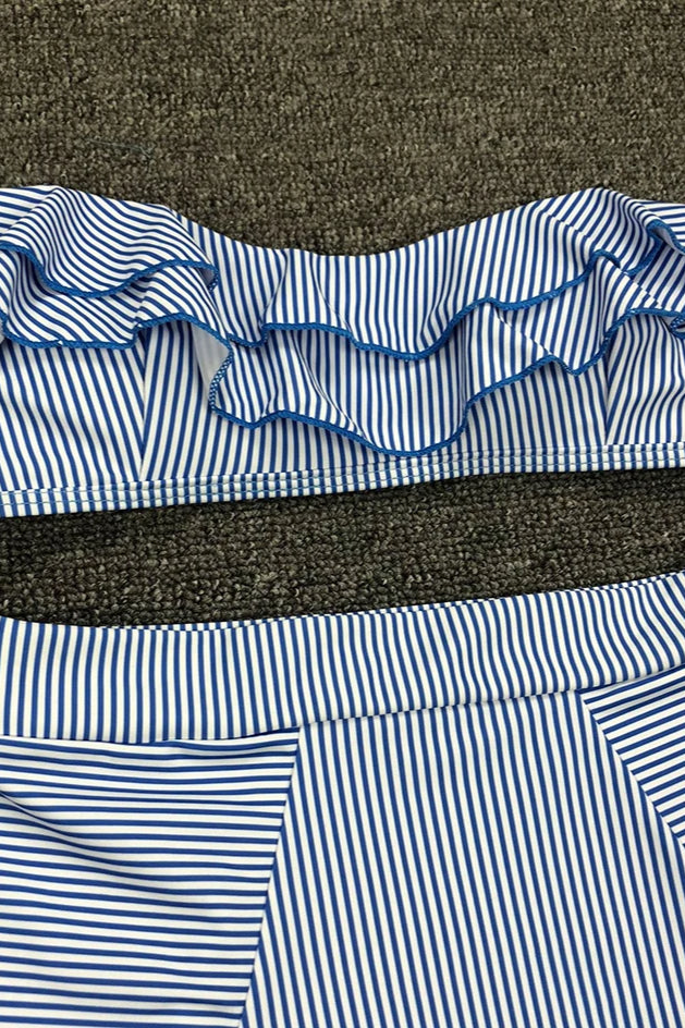 Striped Ruffle Bikini Set