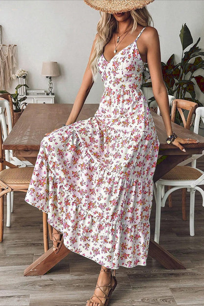 Ditsy Floral Bow Back Cami Maxi Dress