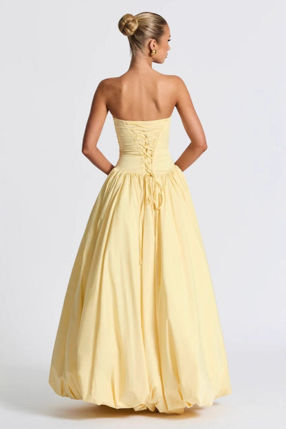 Strapless Ruched A Line Formal Dress