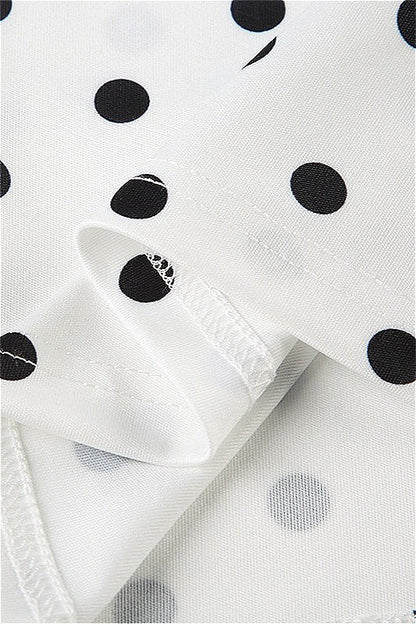 Polka Dot Halter Backless Tie Shoulder Crop Top