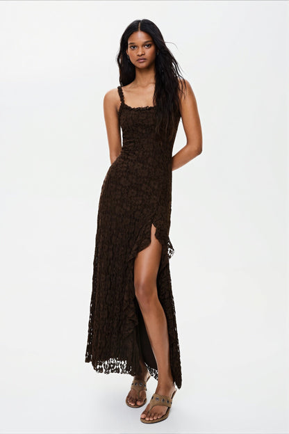 Elegant Lace Backless Maxi Dress