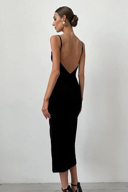 Black Cami Bodycon Midi Dress
