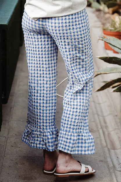 Y2K Plaid Print Wide Leg Pant