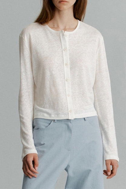 Solid Color Buttoned Knit Cardigan