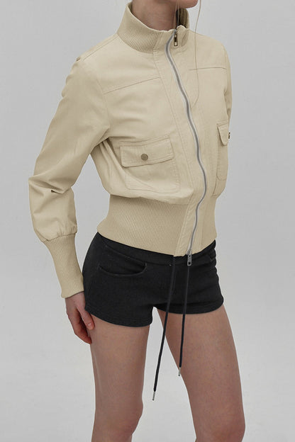 Street Style Stand Collar Cargo Jacket