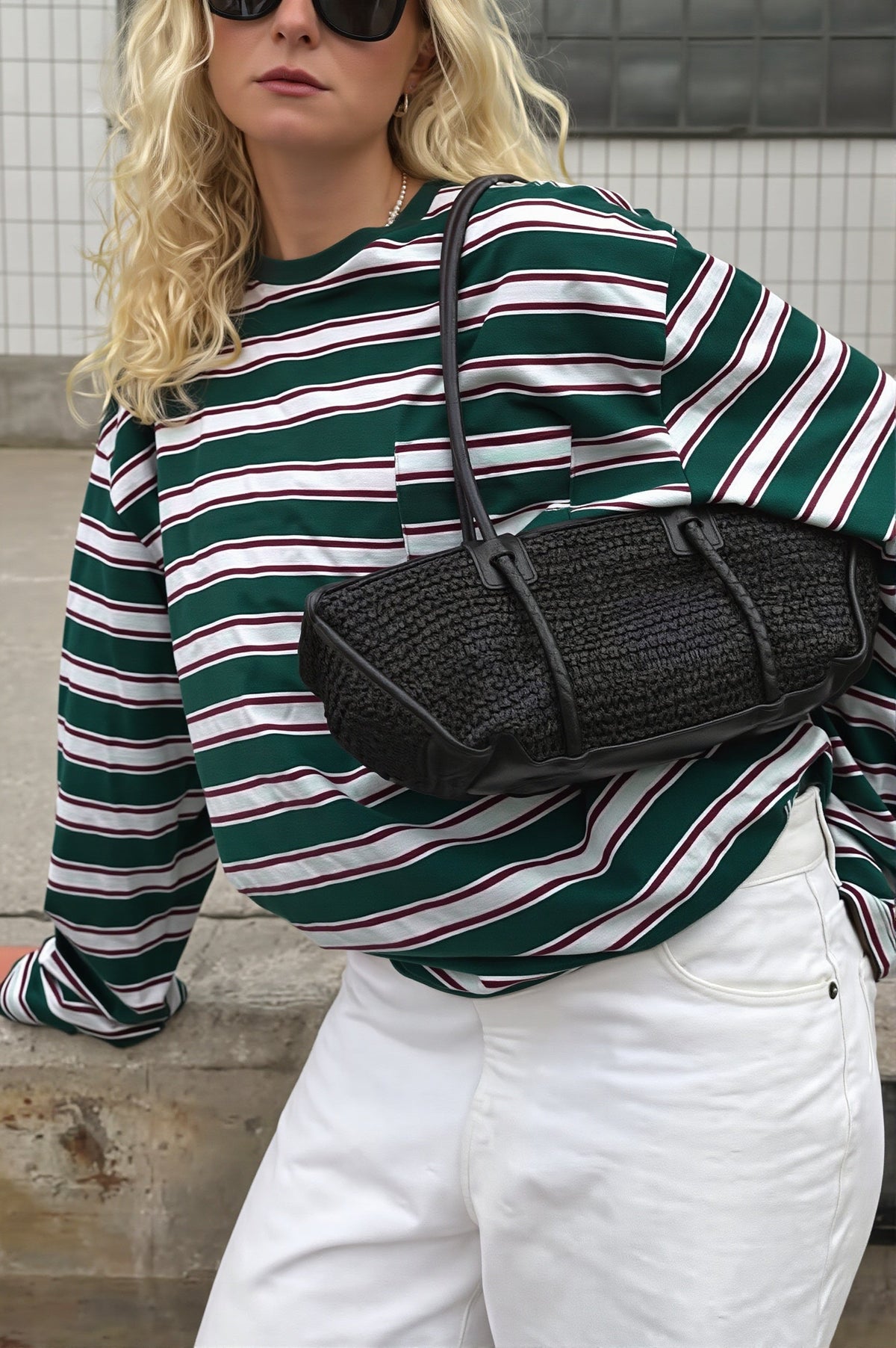 Retro Stripe Crew Neck Long Sleeve Tee