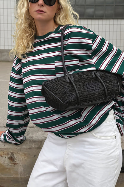Retro Stripe Crew Neck Long Sleeve Tee