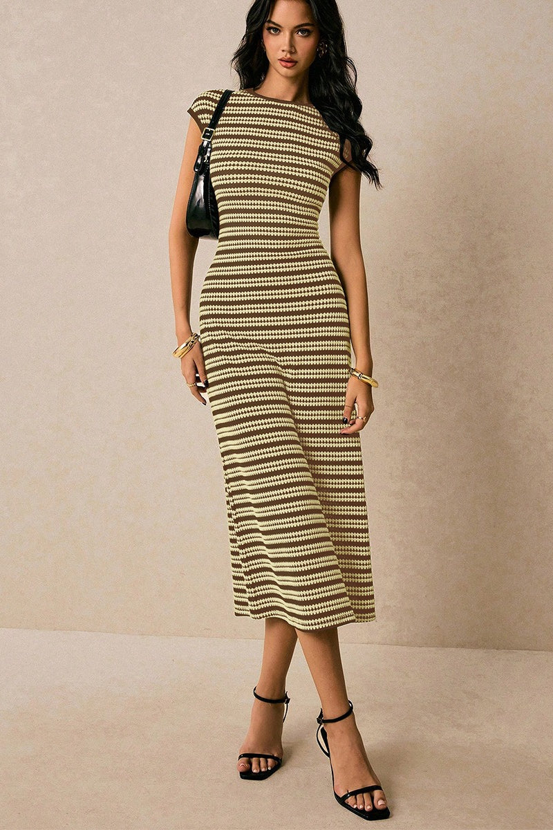 Striped Knit Bodycon Work Dress