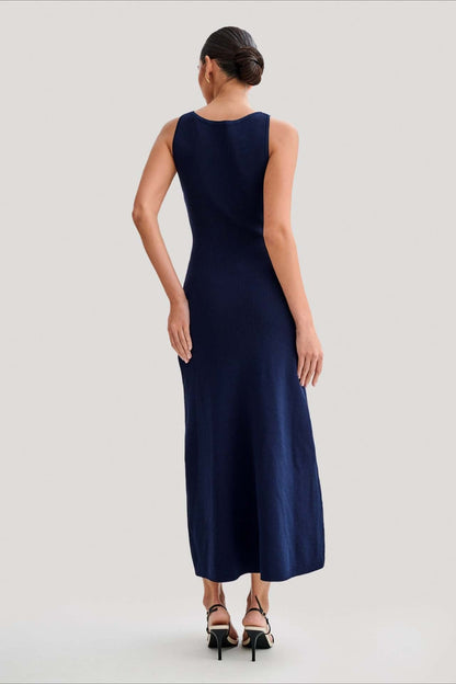 Knit Sleeveless Button Midi Dress