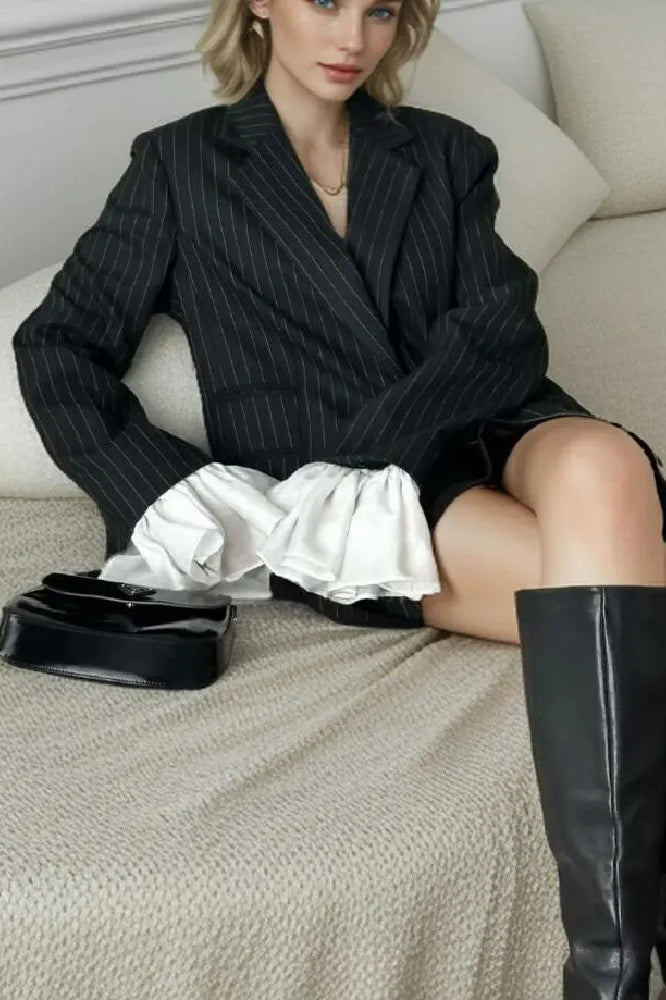 Striped Flare Cuff Blazer