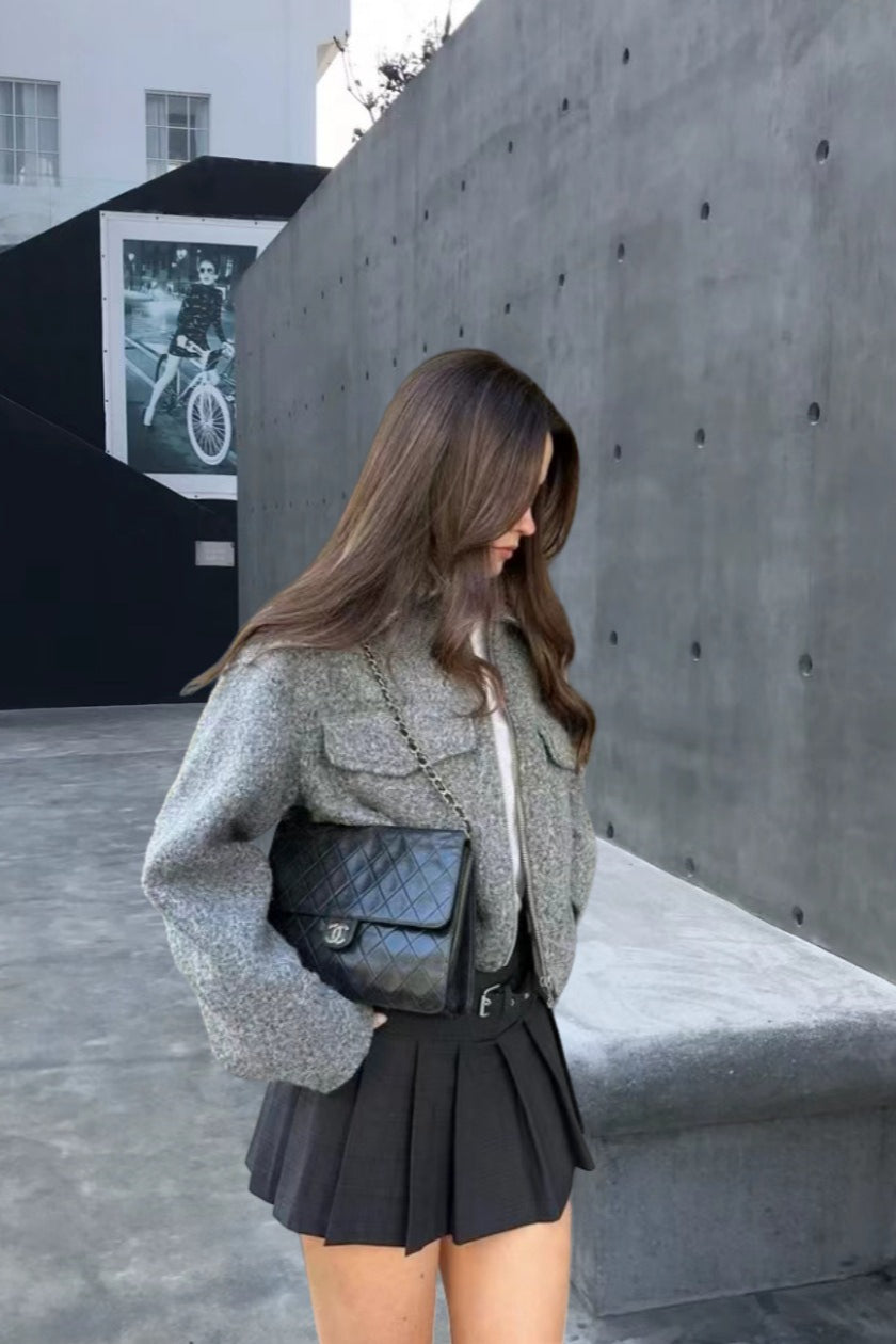 Cropped Wool Street Style Jacket