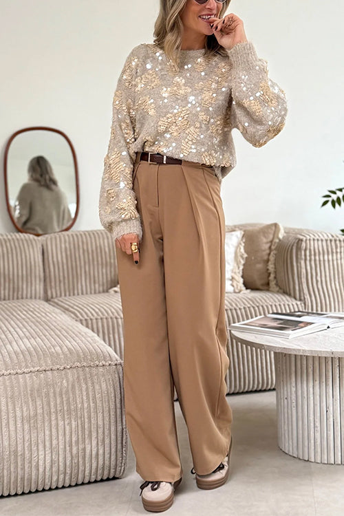 High Waist Tailored Wide Leg Trousers
