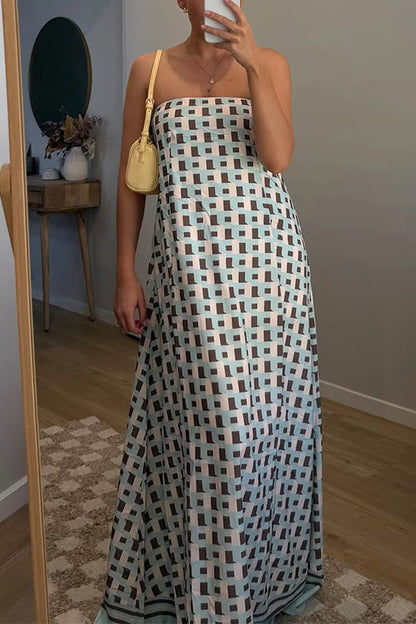 Strapless Color Block Loose Fit Maxi Dress