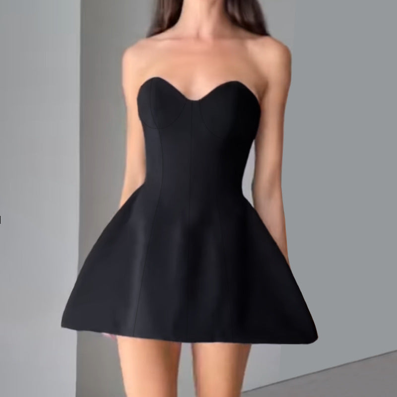 Strapless Sweetheart Structured Flared Mini Dress