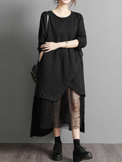 Cotton Round Neck Midi Dress