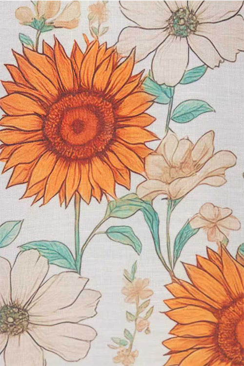 Halter V Neck Lace-up Backless Sunflower Print Maxi Dress