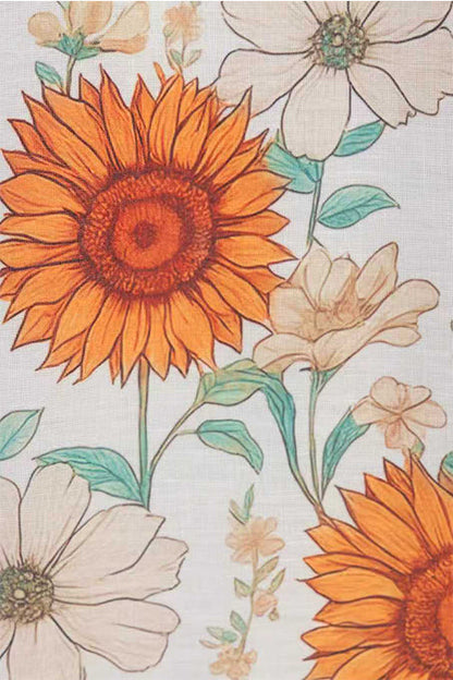 Halter V Neck Lace-up Backless Sunflower Print Maxi Dress