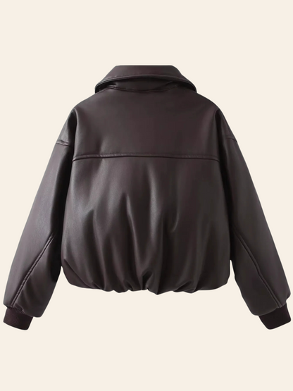 Alizay Faux Leather Puffer Jacket
