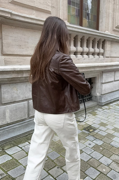 Classic Brown PU Crop Coat