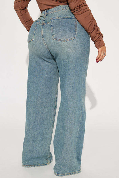 Embroidered Stretch Wide Leg Jean