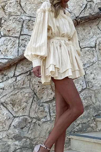 Elegant Lantern Sleeve Boho Dress