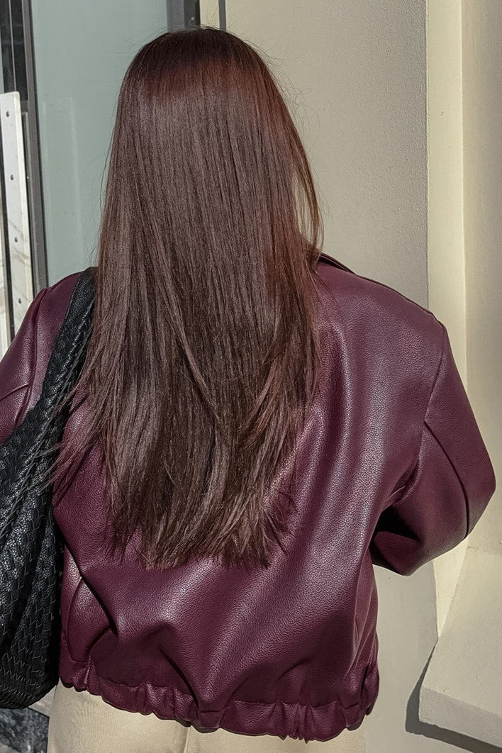 Cropped Faux-Leather Zip Moto Jacket