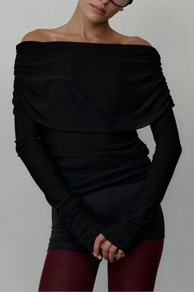 Slim Fit Slit Neck Long Sleeve Knit Top