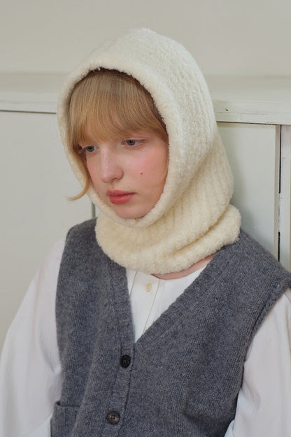 Solid Color Wool Blend Balaclava One-Piece Warm Knitted Hat
