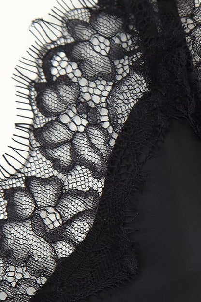 Asymmetric Lace Trim Fitted Bodycon Mini Dress