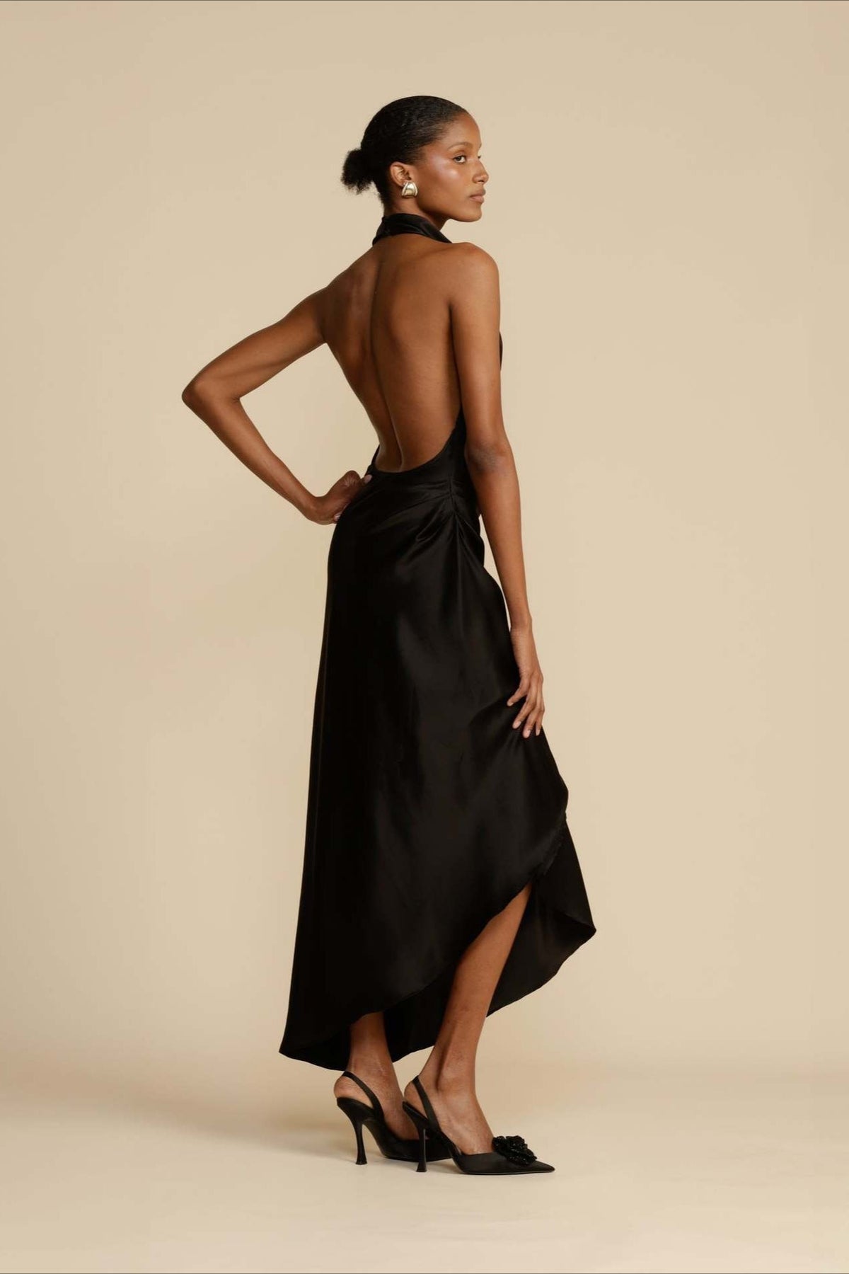 Elegant Satin Slit Backless Party Dress