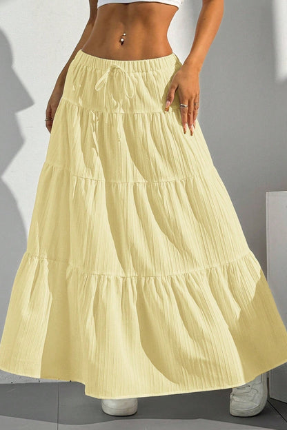 Tiered Drawstring Maxi Skirt