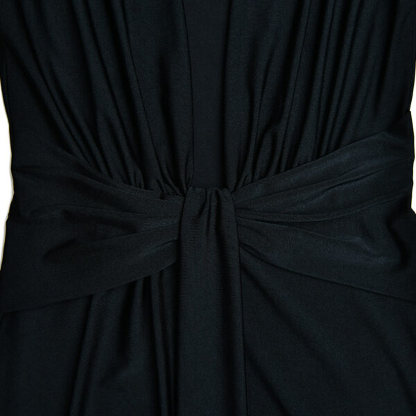 Plunging V Neck Long Sleeve Knot Front High Slit Maxi Dress