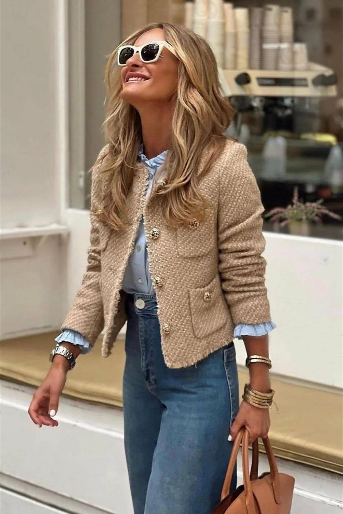 Tweed Button Front Jacket