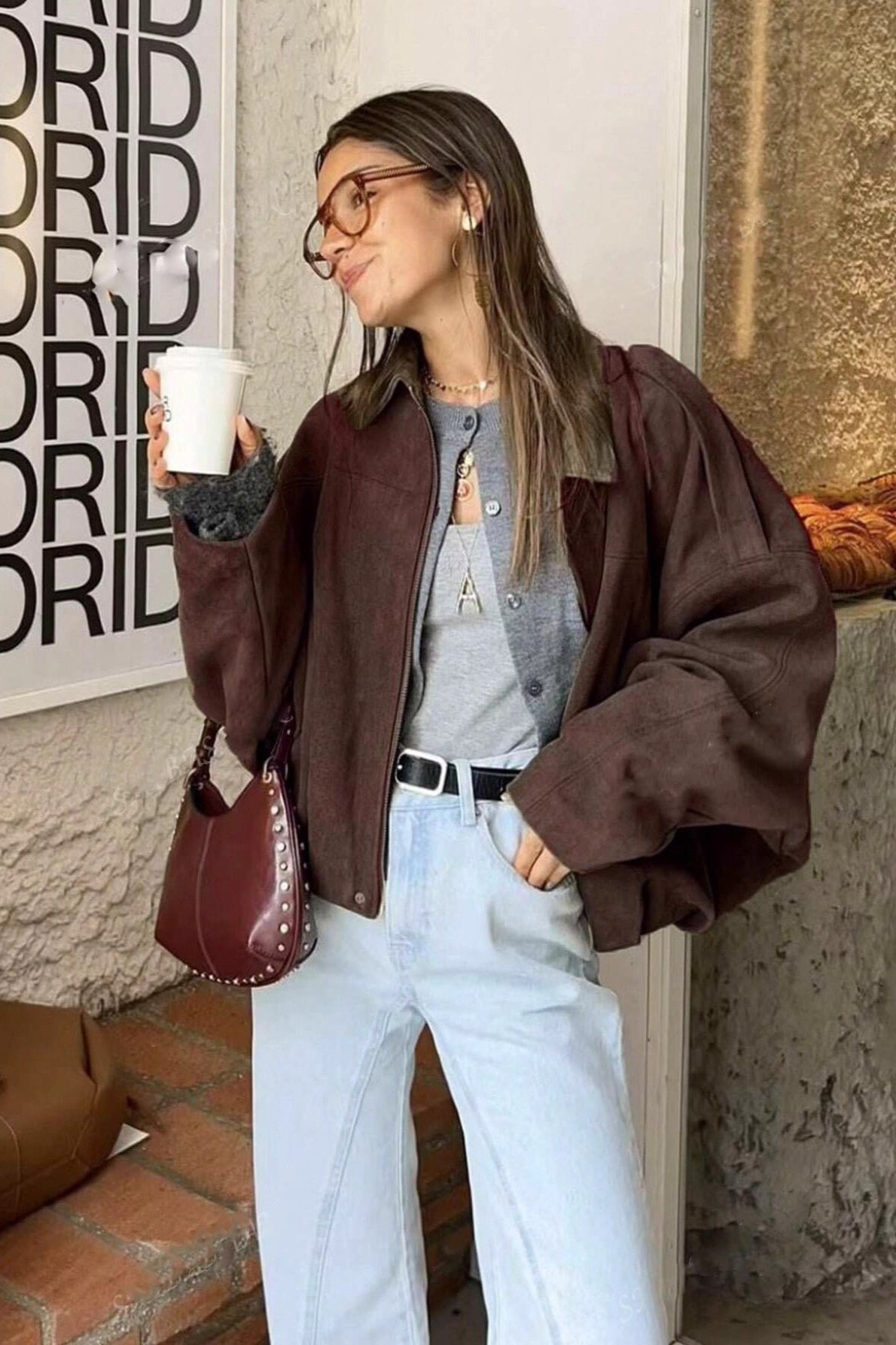 Batwing Sleeve Bomber Jacket