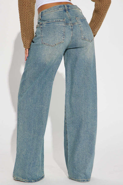Embroidered Stretch Wide Leg Jean
