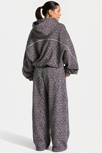 Leopard Hooded Loose Two Piece Set
