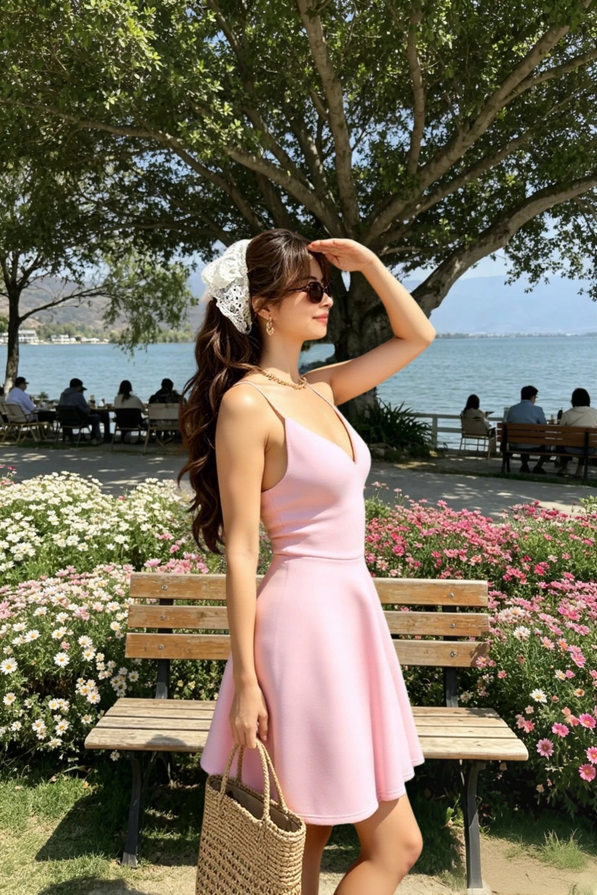 Lace Cap Sleeve Illusion Sweetheart A-Line Maxi Dress