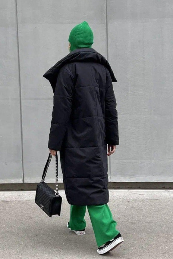 Long Stand Collar Relaxed Quilted Puffer Jacket