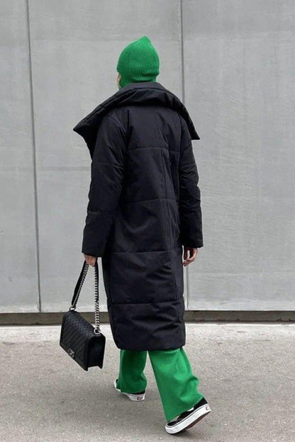 Long Stand Collar Relaxed Quilted Puffer Jacket
