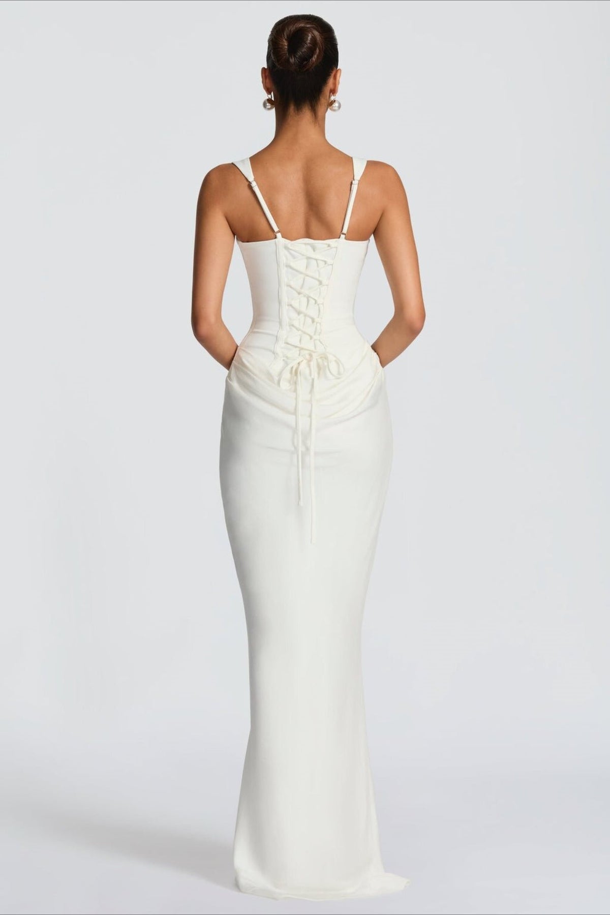 Sexy Slim Cami Solid Tie Back Reception Dress
